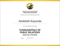 Mr. Kayonde Abdallah Completes 'Fundamentals of Public Relations': A New Approach Inspired by L. Ron Hubbard